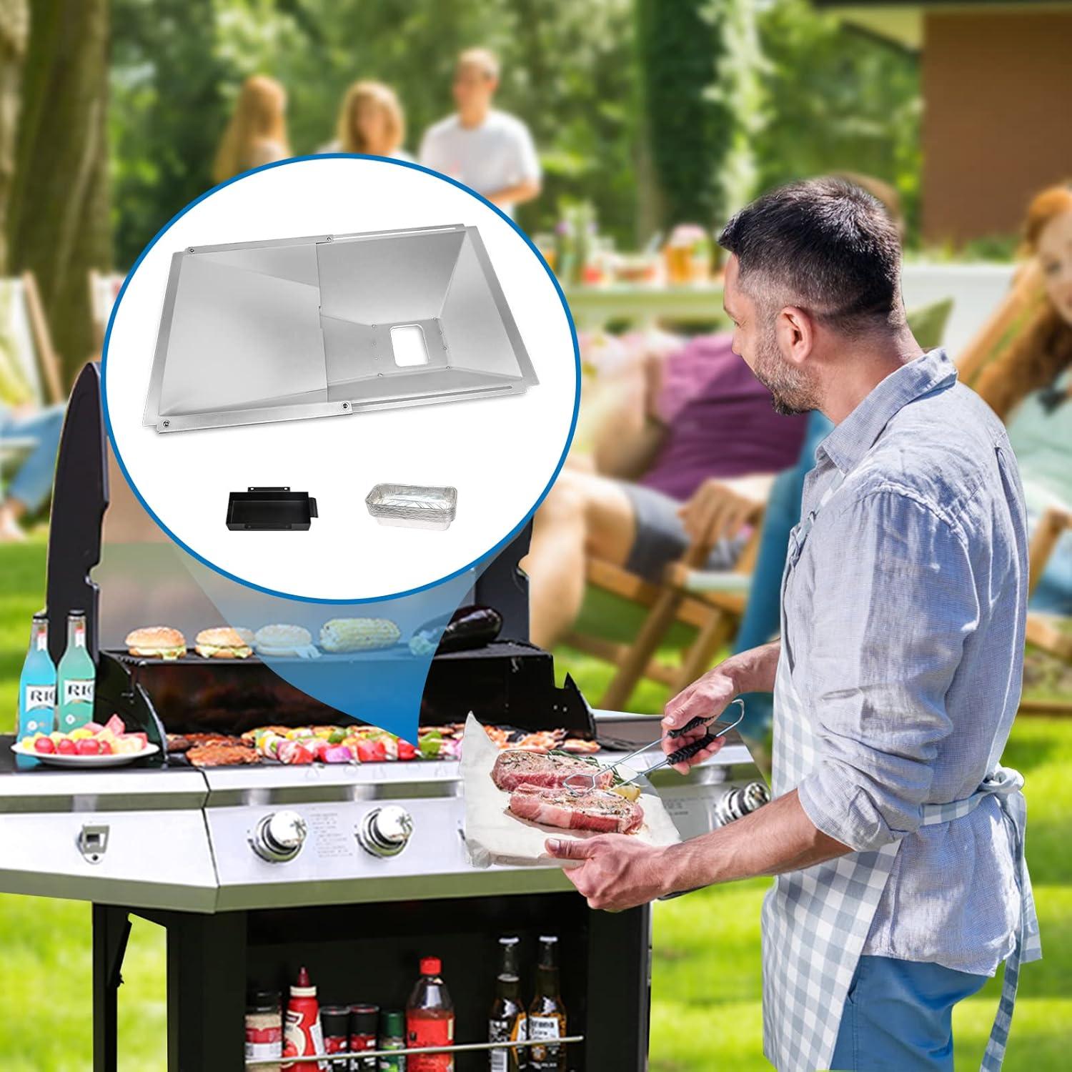 imageUniflasy 67047 Catch Pan for Weber SpiritSpirit II 200300 Genesis and Genesis II LX200300 Series Grill for Weber Traveler Drip Tray with 6415 Aluminum Liner Replacement for Weber 67047 83156 6415Sliver15to 255