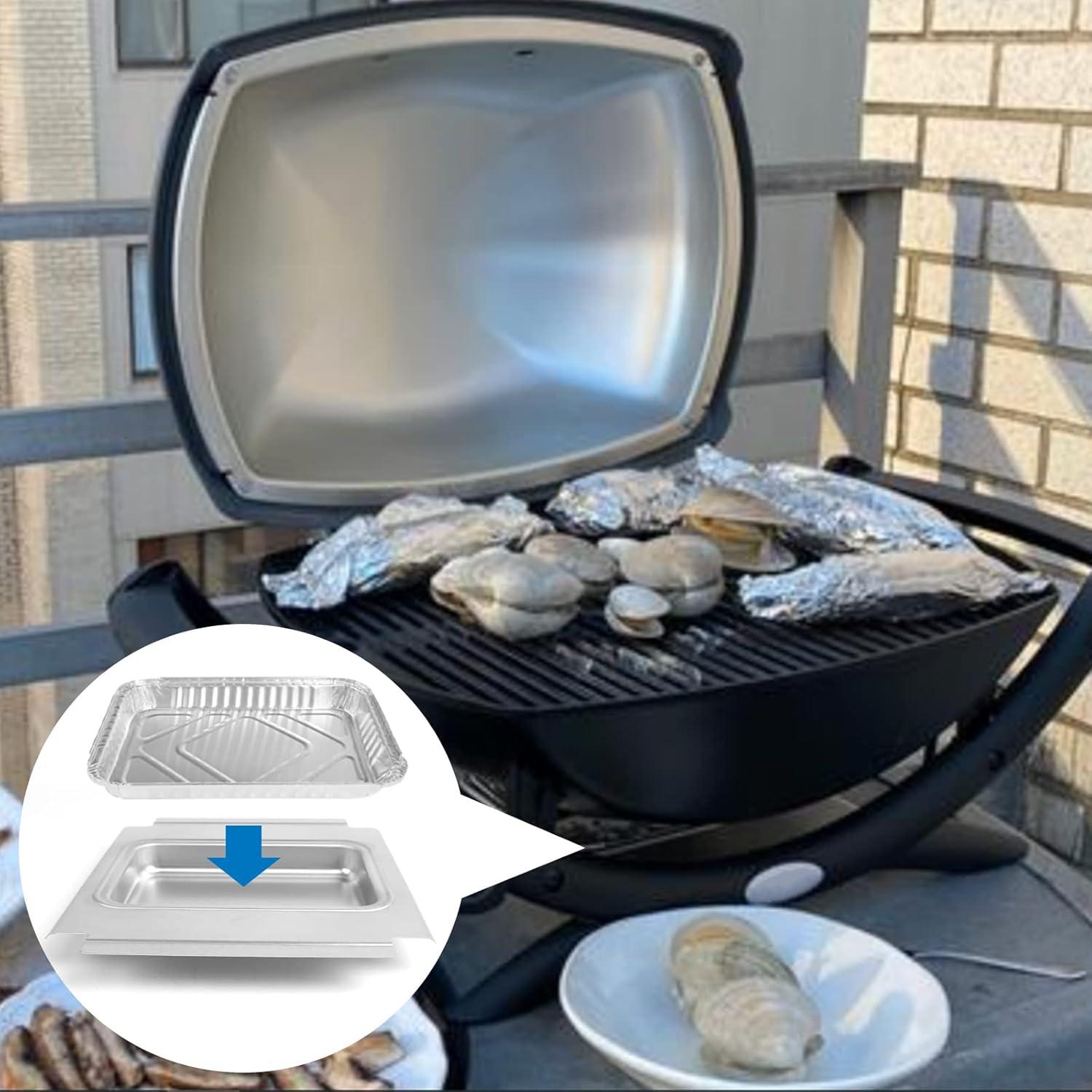 imageUniflasy 67047 Catch Pan for Weber SpiritSpirit II 200300 Genesis and Genesis II LX200300 Series Grill for Weber Traveler Drip Tray with 6415 Aluminum Liner Replacement for Weber 67047 83156 6415SliverQ200300