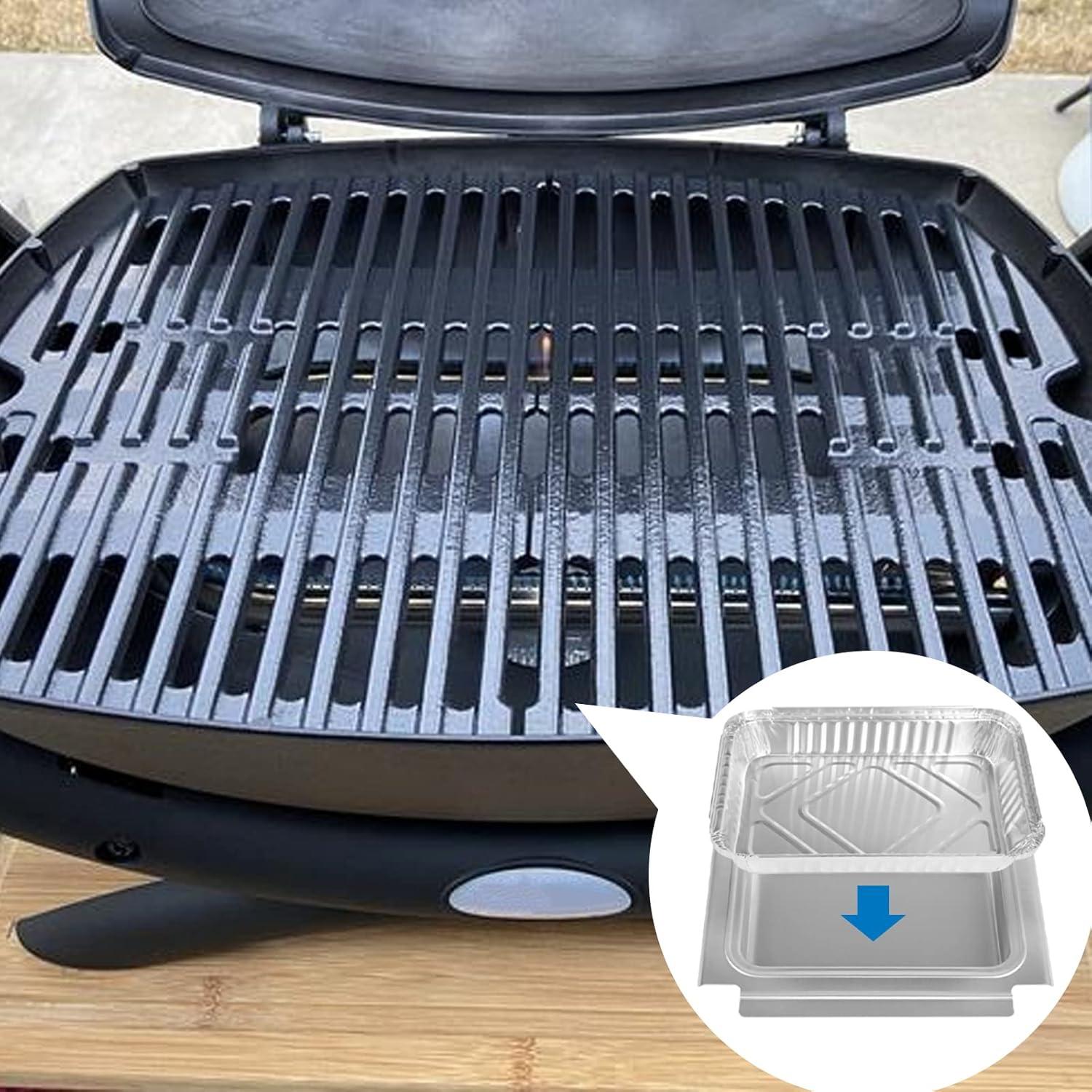 imageUniflasy 67047 Catch Pan for Weber SpiritSpirit II 200300 Genesis and Genesis II LX200300 Series Grill for Weber Traveler Drip Tray with 6415 Aluminum Liner Replacement for Weber 67047 83156 6415Sliverq100