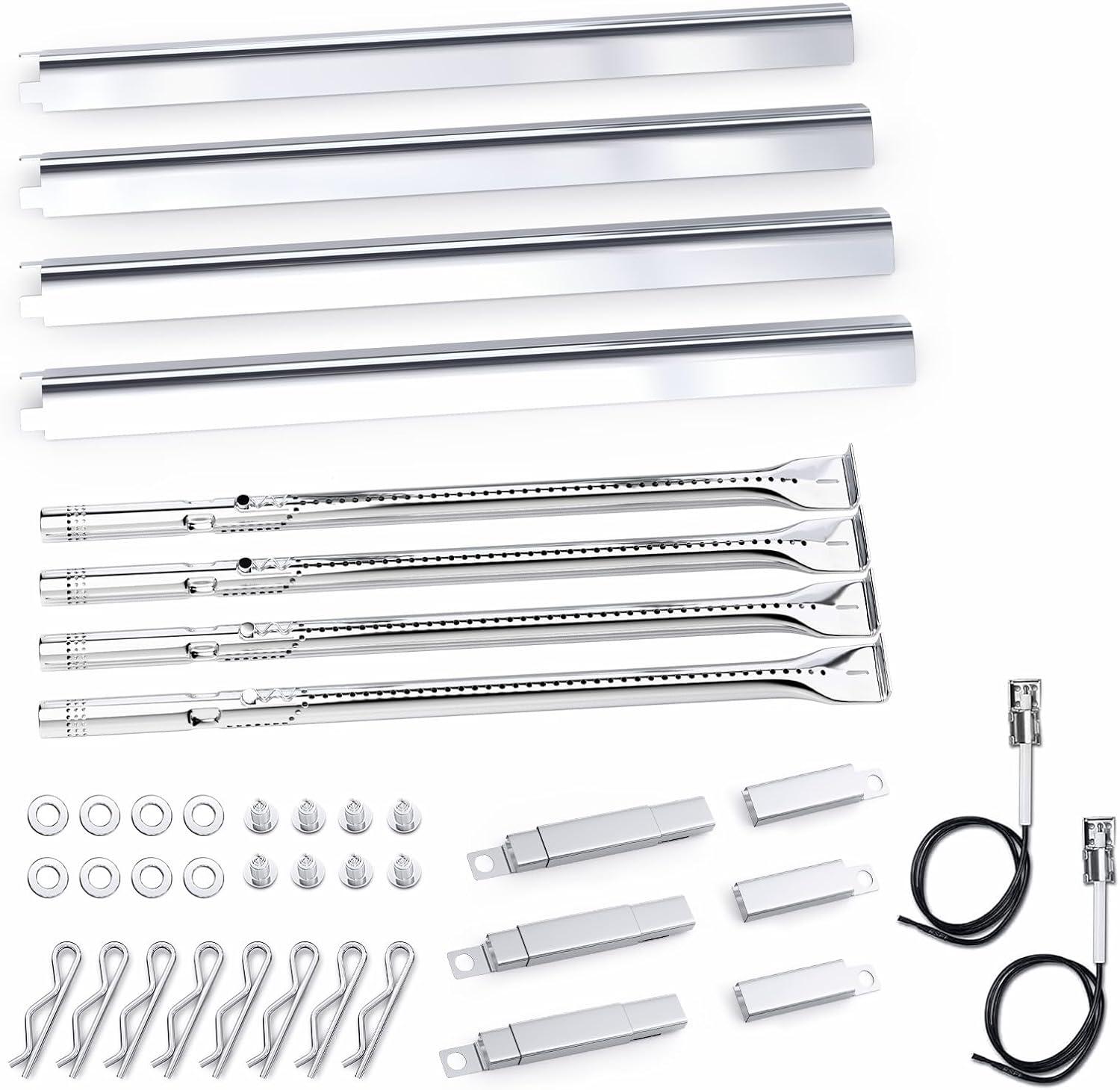imageUniflasy Grill Parts for Charbroil Performance 2Burner 463630021 463655021 463655421 463655621for Charbroil 4Burner 463365021 463448021 Grill Burner Tube Heat Plates Shield Crossover Tube Igniter4burner kits