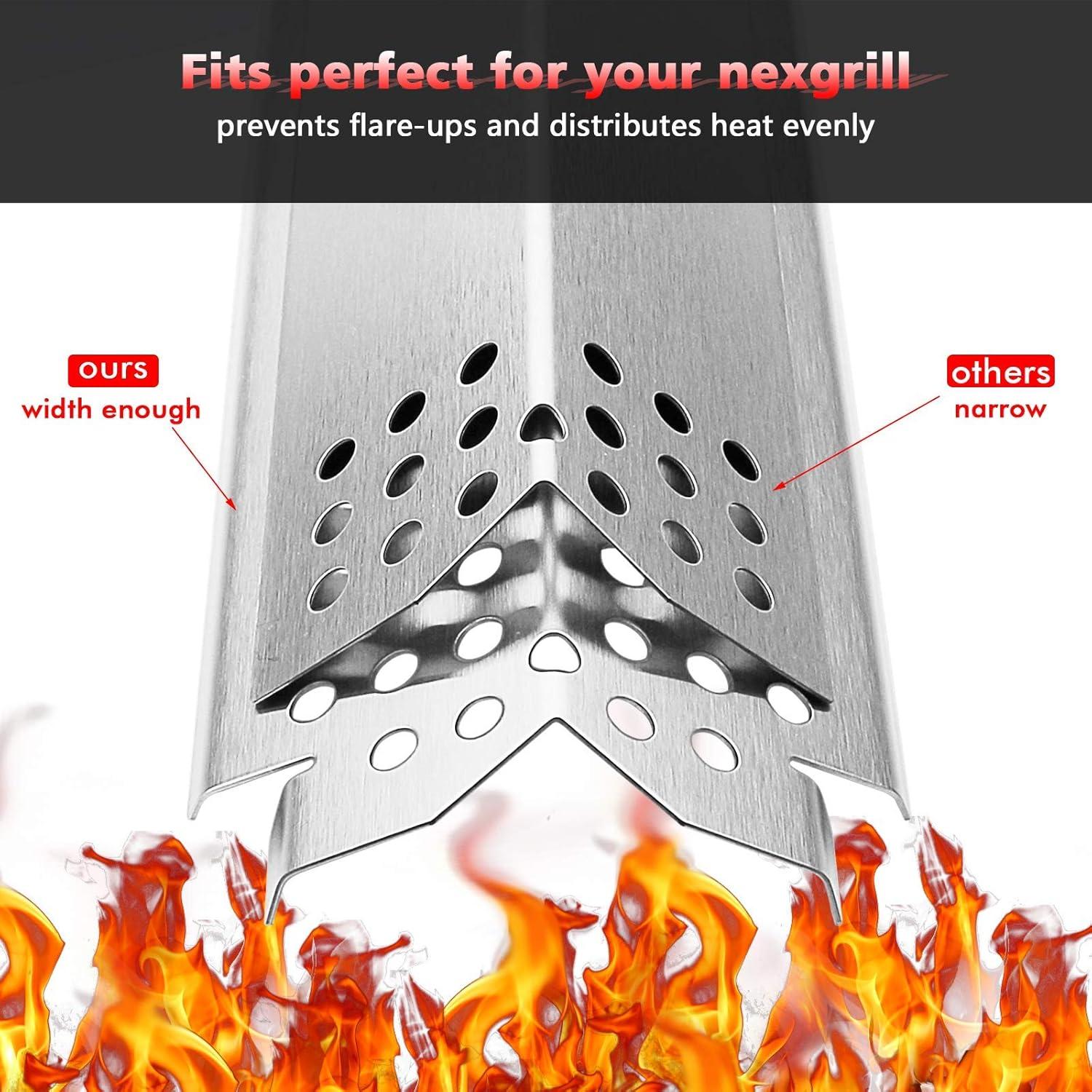 imageUniflasy Heat Plates for Nexgrill 7200830H 7200864 7200864M Gas Grill Porcelain Steel Grill Heat Shield Tent Burner Cover Flame Tamer for Home Depot Nexgrill 4 Burner 7200830H Parts 4 Pack6