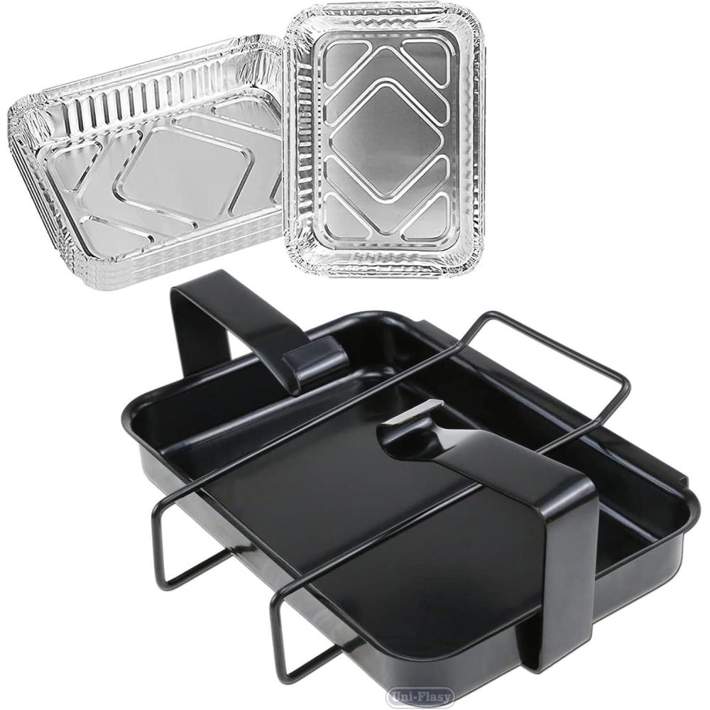 imageUniflasy 67047 Catch Pan for Weber SpiritSpirit II 200300 Genesis and Genesis II LX200300 Series Grill for Weber Traveler Drip Tray with 6415 Aluminum Liner Replacement for Weber 67047 83156 6415Weber Genesis