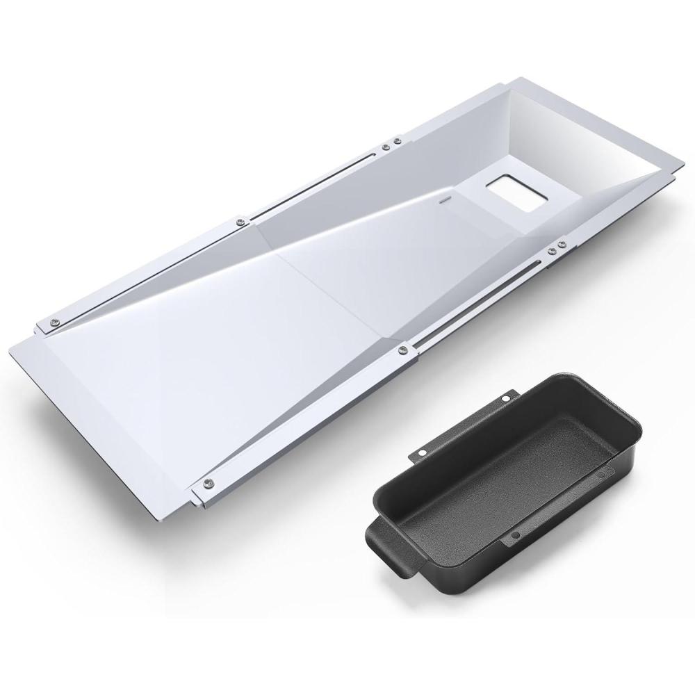 imageUniflasy 67047 Catch Pan for Weber SpiritSpirit II 200300 Genesis and Genesis II LX200300 Series Grill for Weber Traveler Drip Tray with 6415 Aluminum Liner Replacement for Weber 67047 83156 6415Universal sliver