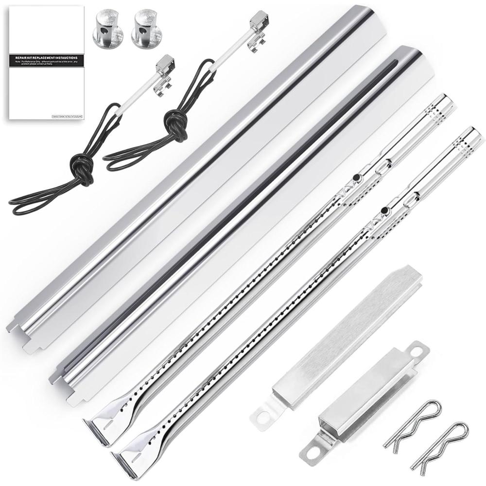 imageUniflasy Grill Parts for Charbroil Performance 2Burner 463630021 463655021 463655421 463655621for Charbroil 4Burner 463365021 463448021 Grill Burner Tube Heat Plates Shield Crossover Tube Igniter2burner kits
