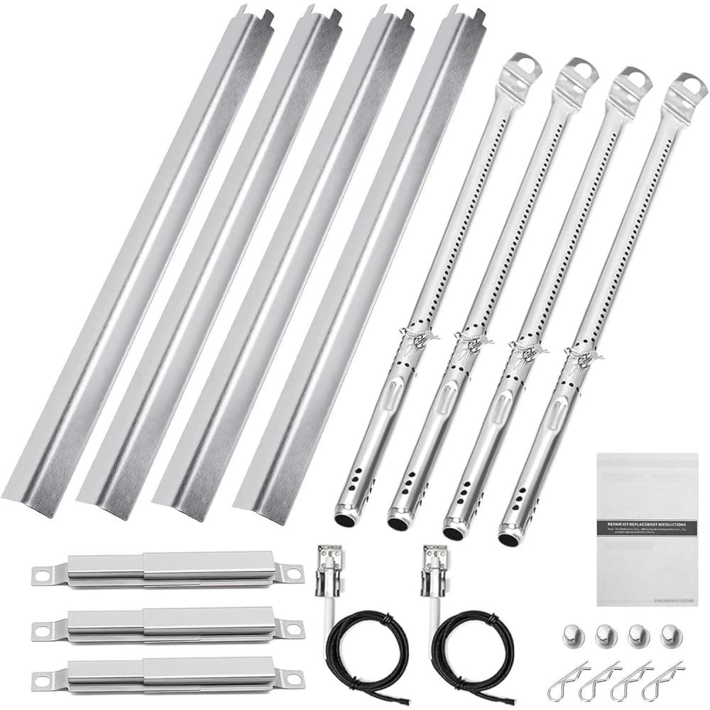 imageUniflasy Grill Parts for Charbroil Performance 2Burner 463630021 463655021 463655421 463655621for Charbroil 4Burner 463365021 463448021 Grill Burner Tube Heat Plates Shield Crossover Tube Igniter4burner kits