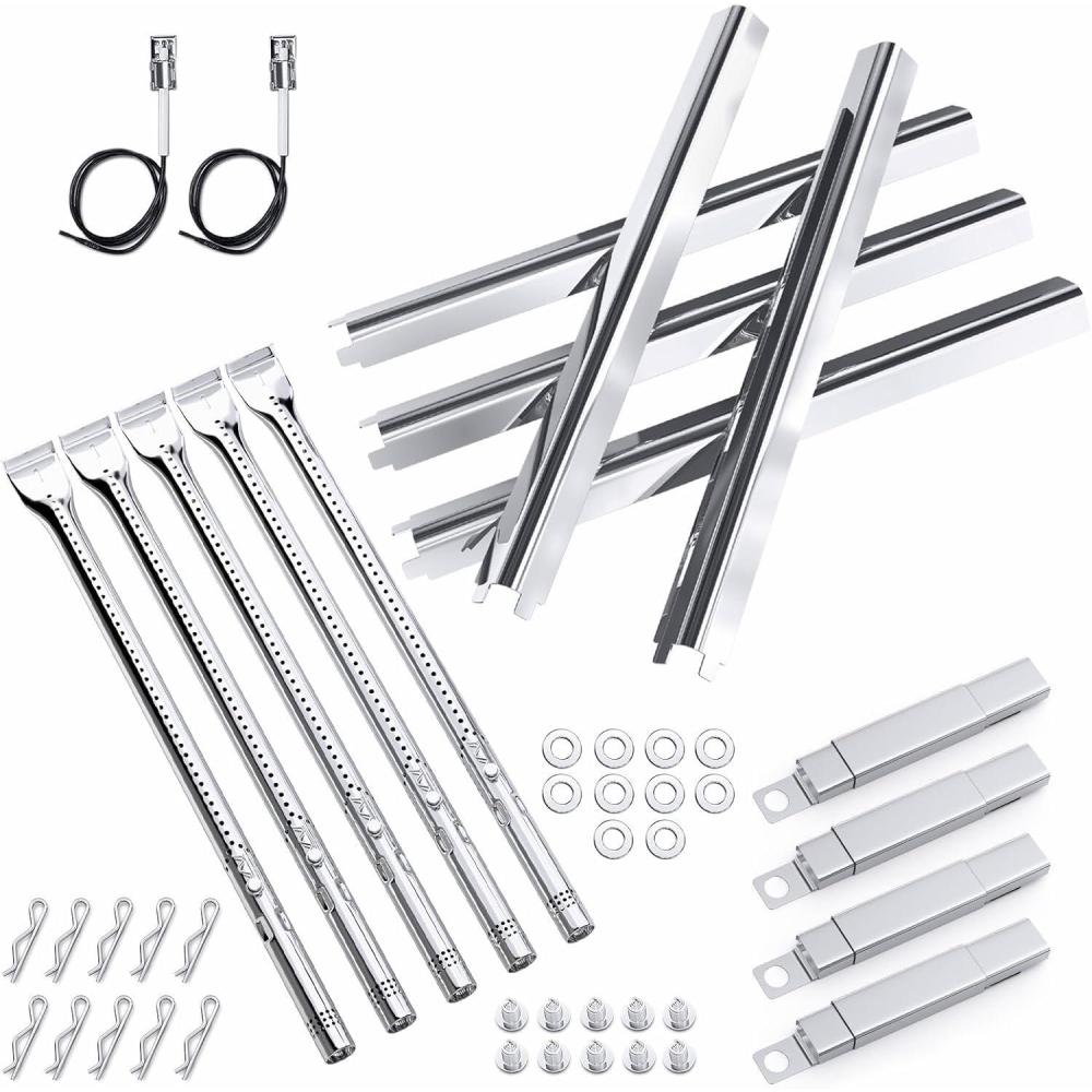imageUniflasy Grill Parts for Charbroil Performance 2Burner 463630021 463655021 463655421 463655621for Charbroil 4Burner 463365021 463448021 Grill Burner Tube Heat Plates Shield Crossover Tube Igniter5burner kits