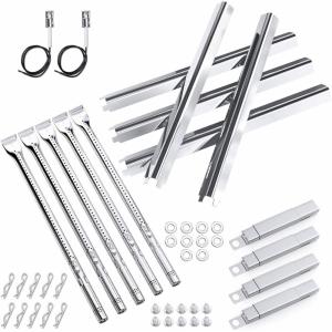 Uniflasy Grill Parts for Charbroil Performance 2-Burner 463630021 463655021 463655421 463655621,for Charbroil 4-Burner 463365021 463448021 Grill Burner Tube Heat Plates Shield Crossover Tube Igniter(5-burner kits)