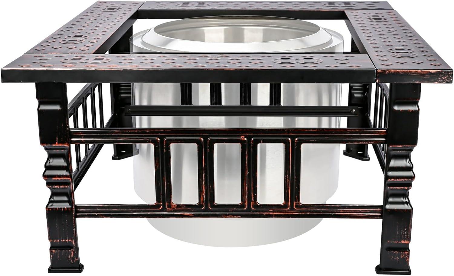 imageUniflasy Fire Pit Surround Tabletop for Solo Stove Bonfire and Ranger Wood Burning PowderCoated Steel Surround Tabletop Large Space Fire Pit Stand Outdoor Wood Burning Solo Stove Accessories32 x 32 x 18