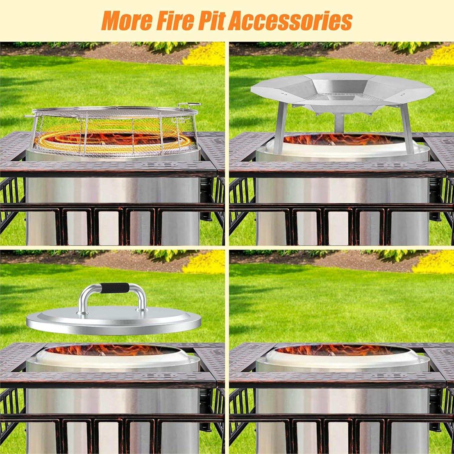 imageUniflasy Fire Pit Surround Tabletop for Solo Stove Bonfire and Ranger Wood Burning PowderCoated Steel Surround Tabletop Large Space Fire Pit Stand Outdoor Wood Burning Solo Stove Accessories32 x 32 x 18