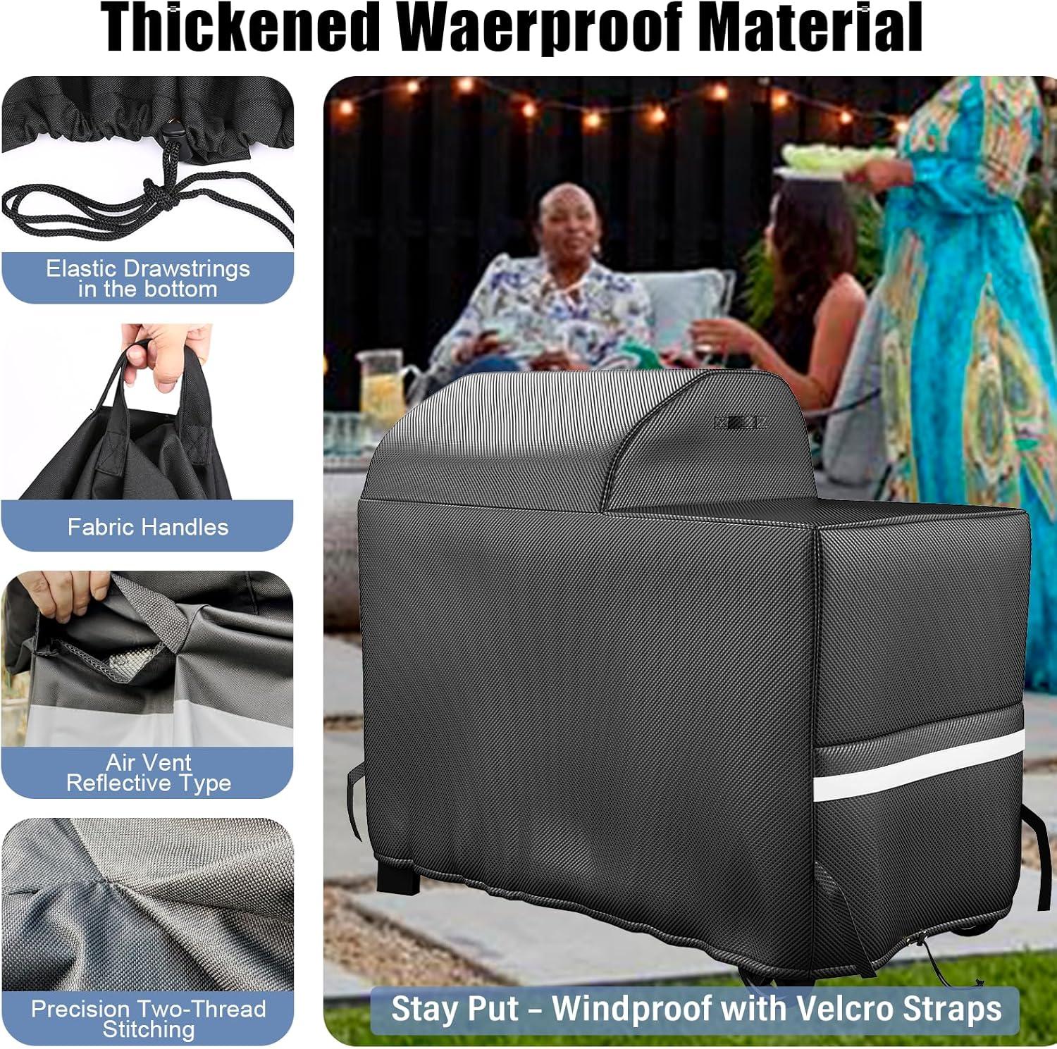 imageGrill Cover for CharGriller 3 Burner Dual Fuel 5050 5650 CG30282825 for Char Griller Smoker Charcoal Grill Cover 600D Waterproof BBQ Cover52L x 27W x 46H