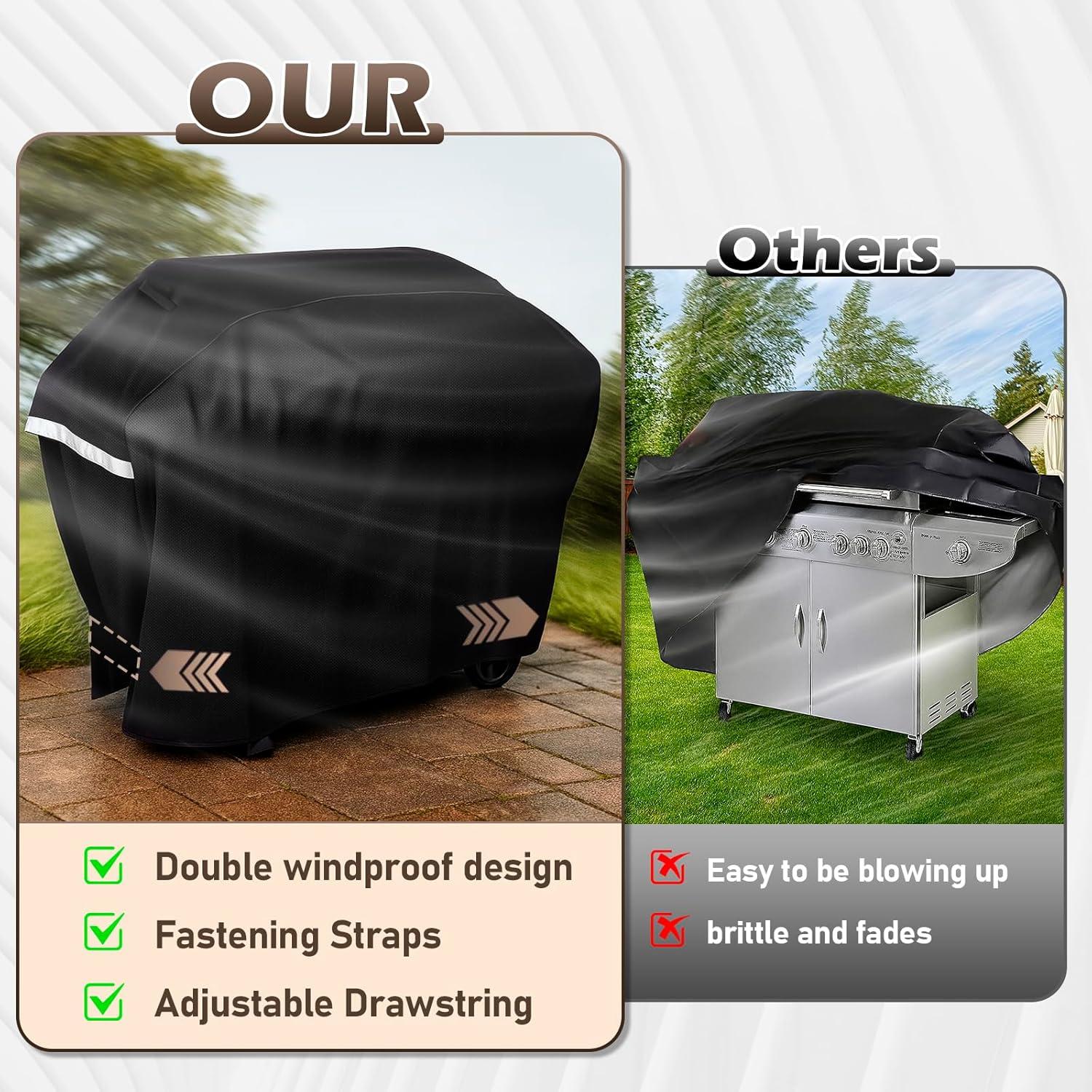 imageGrill Cover for CharGriller 3 Burner Dual Fuel 5050 5650 CG30282825 for Char Griller Smoker Charcoal Grill Cover 600D Waterproof BBQ Cover60 inch