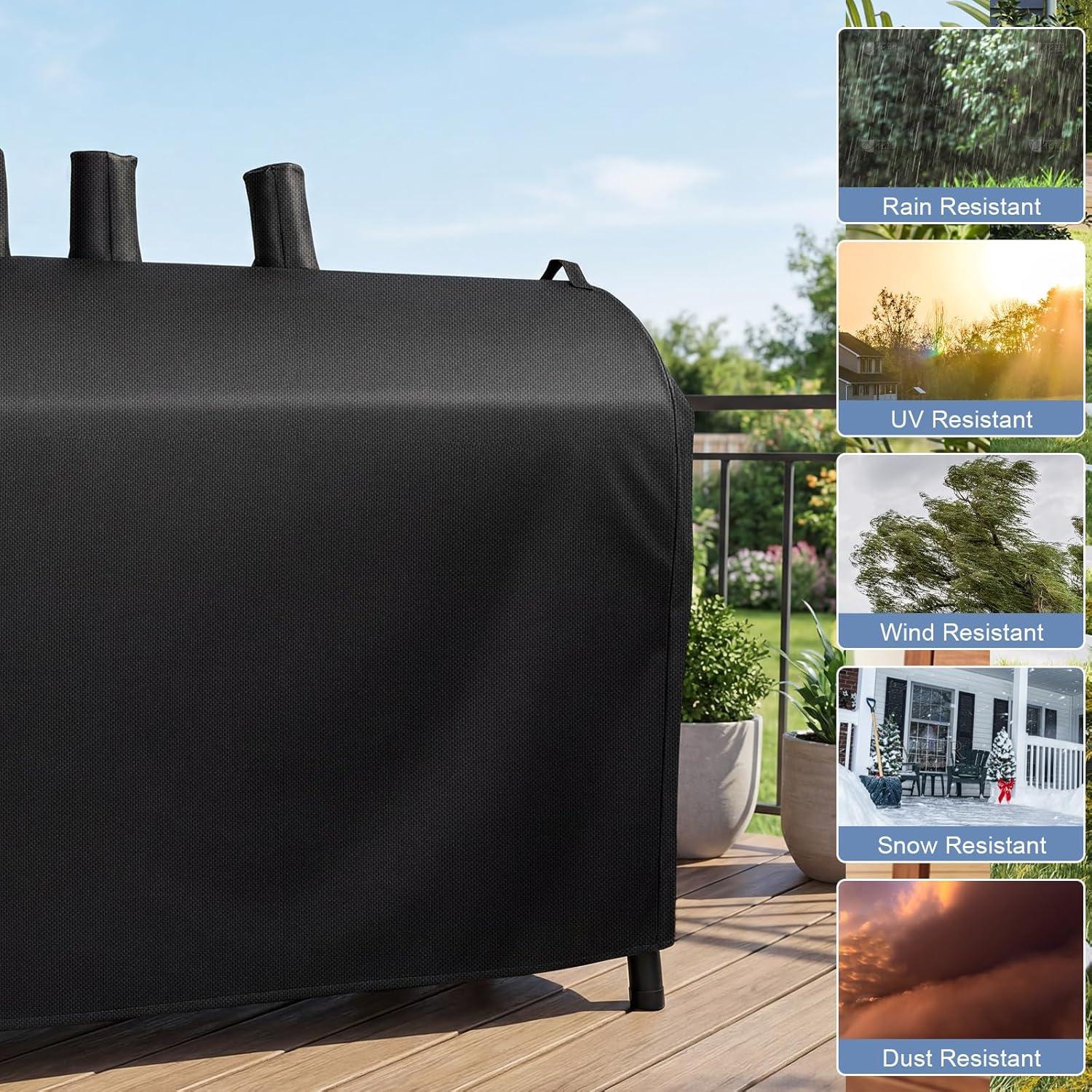 imageGrill Cover for CharGriller 3 Burner Dual Fuel 5050 5650 CG30282825 for Char Griller Smoker Charcoal Grill Cover 600D Waterproof BBQ Cover65L x 29W x 48H