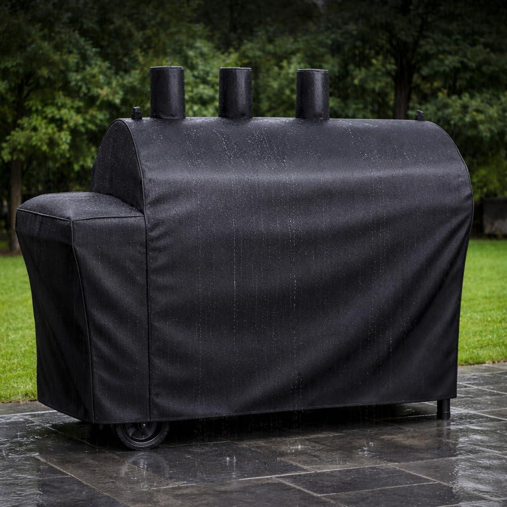 imageGrill Cover for CharGriller 3 Burner Dual Fuel 5050 5650 CG30282825 for Char Griller Smoker Charcoal Grill Cover 600D Waterproof BBQ Cover65L x 29W x 48H