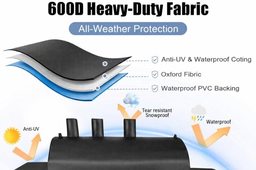 imageGrill Cover for CharGriller 3 Burner Dual Fuel 5050 5650 CG30282825 for Char Griller Smoker Charcoal Grill Cover 600D Waterproof BBQ Cover65L x 29W x 48H