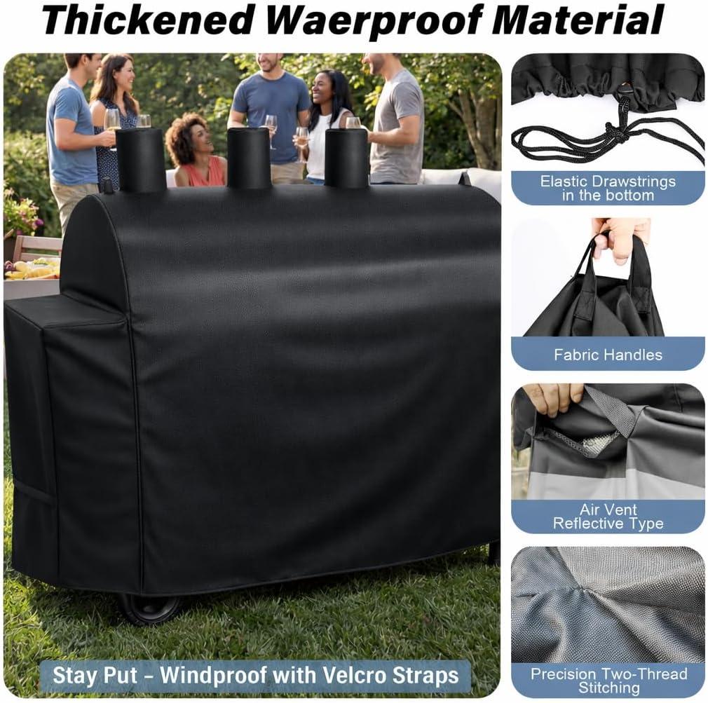 imageGrill Cover for CharGriller 3 Burner Dual Fuel 5050 5650 CG30282825 for Char Griller Smoker Charcoal Grill Cover 600D Waterproof BBQ Cover65L x 29W x 48H
