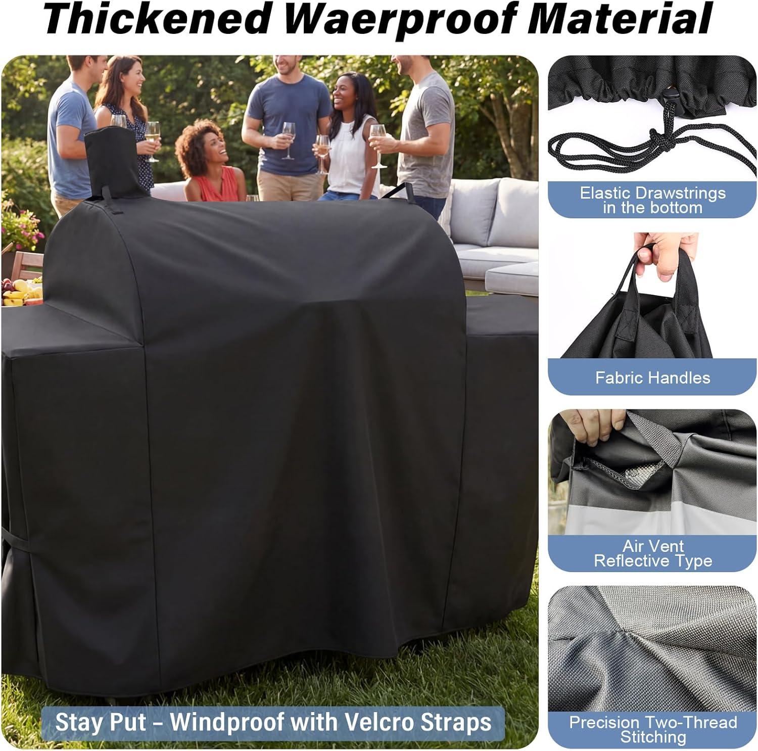 imageGrill Cover for CharGriller 3 Burner Dual Fuel 5050 5650 CG30282825 for Char Griller Smoker Charcoal Grill Cover 600D Waterproof BBQ Cover67 W x 23 D x 485 H