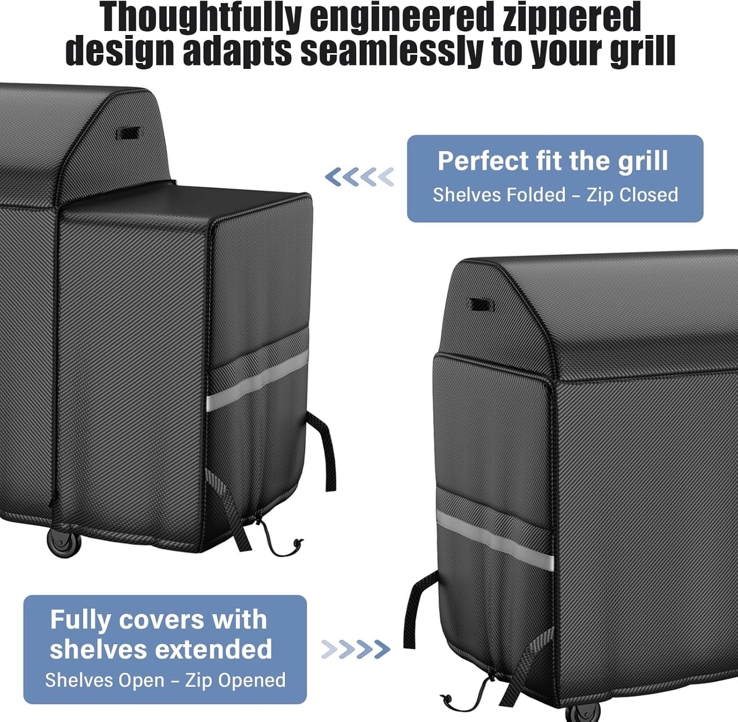 imageGrill Cover for CharGriller 3 Burner Dual Fuel 5050 5650 CG30282825 for Char Griller Smoker Charcoal Grill Cover 600D Waterproof BBQ Cover67L x 27W x 46H
