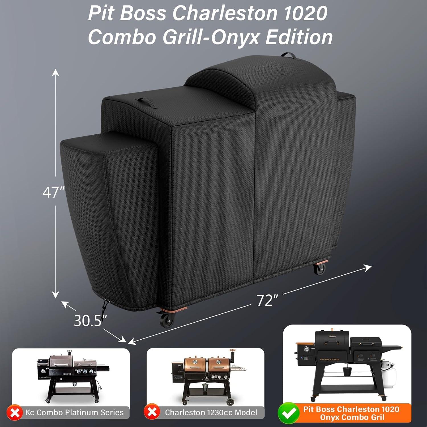 imageGrill Cover for CharGriller 3 Burner Dual Fuel 5050 5650 CG30282825 for Char Griller Smoker Charcoal Grill Cover 600D Waterproof BBQ Cover72L x 305W x 47H
