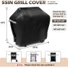 Grill Cover for Char-Griller 1224 2121 3018 2828 2727 2929 1329 2799 Grill and Smoker with Side Fire Box Heavy Duty Waterproof Smoker Cover for Char-Griller Durable Polyester BBQ Cover with PVC Lining(55 inch)
