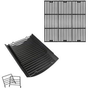 Uniflasy 15.75″ to 27.56″ Adjustable Ash Pan/Drip Pan and 19 3/4 Inch Grill Cooking Grates for Chargriller 2121 2123 2222 2828 3001 3030 Charcoal Grills,fit Char-griller 4000 5050 5252 Charcoal Grills