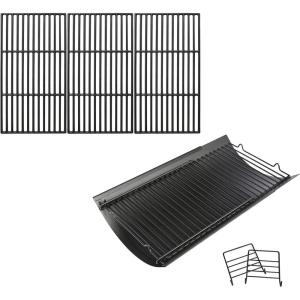 Uniflasy Cast Iron Cooking Grate and Adjustable Ash Pan/Drip Pan for Char-Griller 1624 Smokin’ Champ Charcoal Grill Horizontal Smoker