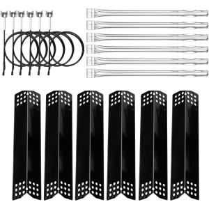 Uniflasy Grill Replacement Parts Kit for Expert Grill 6-Burner 720-0969, 720-0969G, 720-0969GB, 720-0969GA Propane Gas Grill Porcelain Steel Heat Plate Stainless Steel Burners, 6 Packs(6)