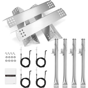 Uniflasy Grill Replacement Parts for Nexgrill 5 Burner 720-0888, 720-0888N, Nexgrill 4 Burner 720-0830H, Members Mark 720-0882D, Heat Plates Burner Tubes for Nexgrill Replacement Parts 5 Burner(Stainless Steel 4pcs)