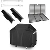 Uniflasy Grill Replacement Parts Kit for Dyna-Glo DGF350CSP DGF350CSP-D 2-Burner Open Cart Propane Gas Grill Cast Iron Cooking Grates and Heat Plate Shield and Grill Burner and 55 inch Grill Cover