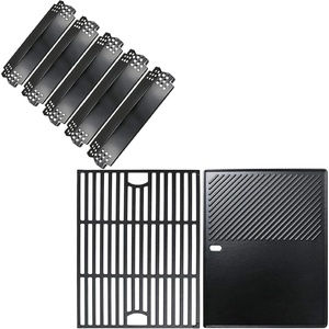 Uniflasy Porcelain Replacement Parts for Home Depot Nexgrill 720-0830H, 5 Burner 720-0888N, 720-0882A, 720-0888 Gas Grill Heat Plates, Burner Cover, Flame Tamer, Cooking Grate and Cooking Griddle