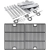 Uniflasy Stainless Steel Pipe Burner Tube, Heat Shield Tent Flame Tamers and 17 Inches Cast Iron Cooking Grate kit Replacement for Nexgrill 4 Burner 720-0830H, 5 Burner 720-0888N, 720-0888