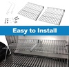 Uniflasy Grill Warming Rack & Cover Bundle for Char-Griller 5050 5650, 2-Pack Warming Grate with Hardware + 600D Waterproof BBQ Cover for 3-Burner Dual Fuel Grills