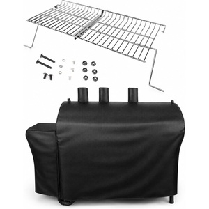 Uniflasy Grill Warming Rack & Cover Bundle for Char-Griller 5050 5650, 2-Pack Warming Grate with Hardware + 600D Waterproof BBQ Cover for 3-Burner Dual Fuel Grills
