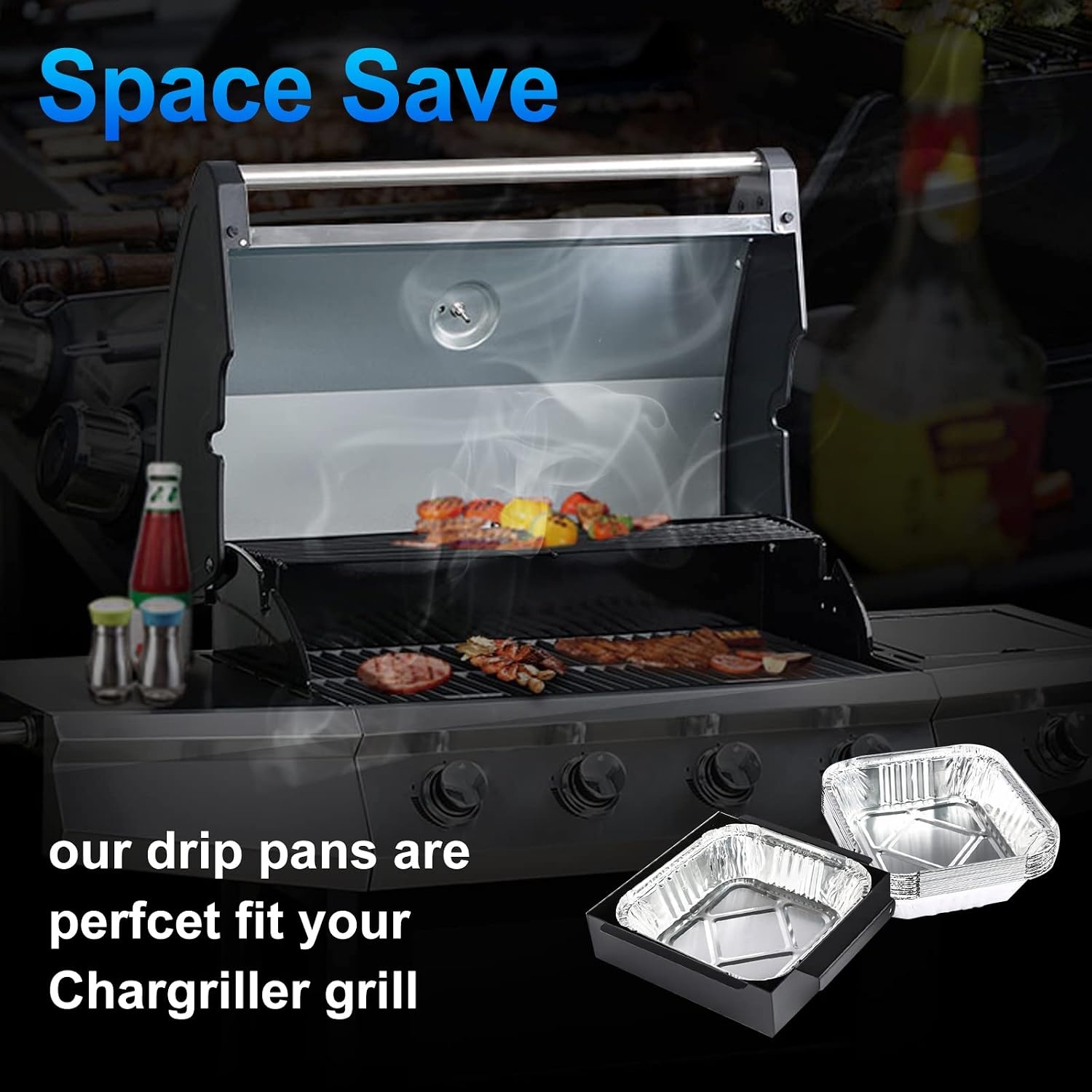 image:imageUniflasy Grill Warming Rack and Grease CupDrip Catcher Pan fit for Chargriller 5050 5650 5072 Gas amp Charcoal Grill with 15Pack Disposable Foil Pans