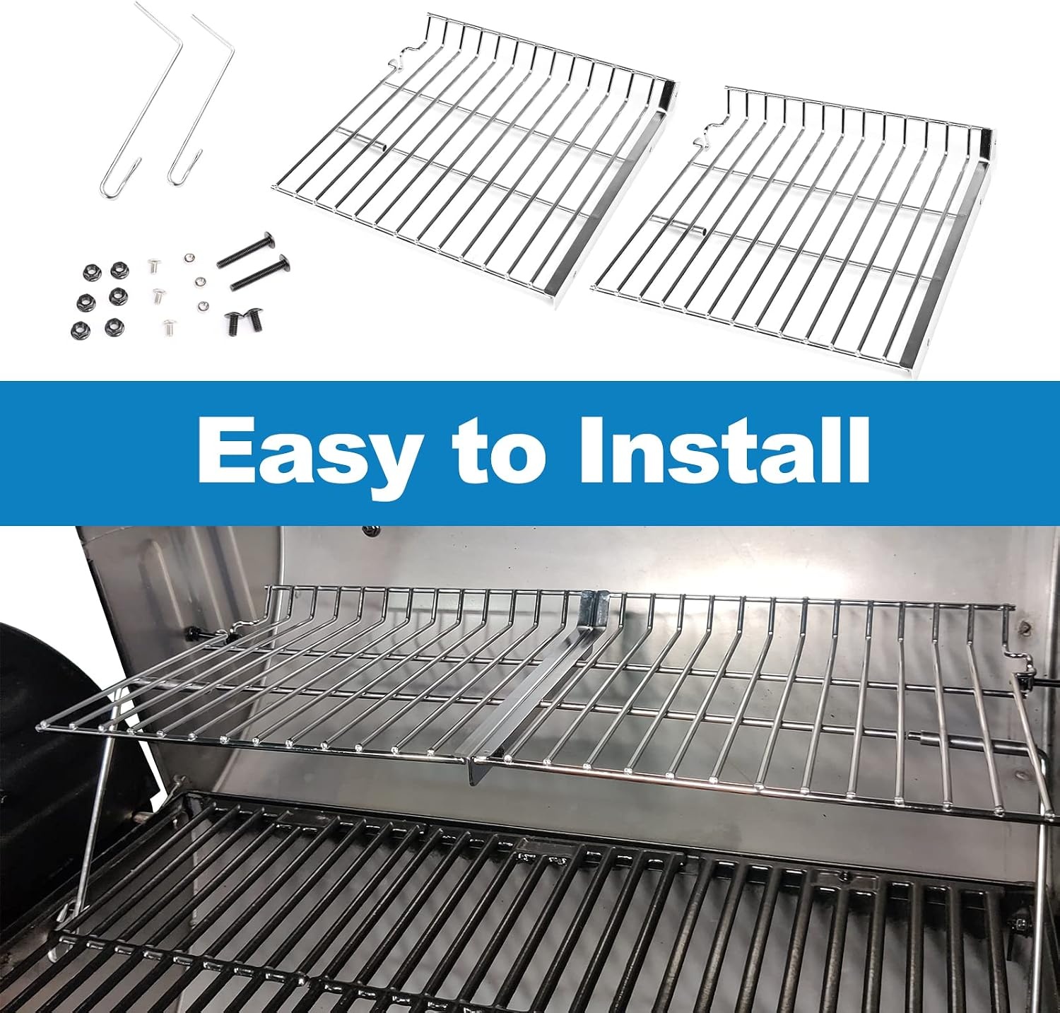 image:imageUniflasy Grill Warming Rack and Grease CupDrip Catcher Pan fit for Chargriller 5050 5650 5072 Gas amp Charcoal Grill with 15Pack Disposable Foil Pans