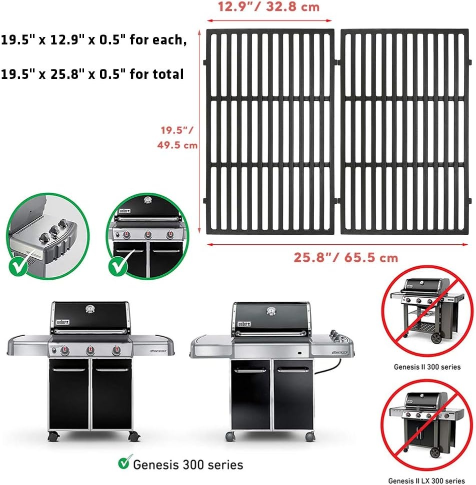 image:imageUniflasy 7524 Cooking Grates for Weber Genesis E and S 300 Series Genesis E310 E320 E330 S310 S320 S330 Gas Grill and 93305 Grill Catch Pan HolderDrip Pan for Weber Genesis II amp Spirit 23 Burners