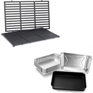 Uniflasy 7524 Cooking Grates for Weber Genesis E and S 300 Series, Genesis E310 E320 E330 S310 S320 S330 Gas Grill, and 93305 Grill Catch Pan Holder/Drip Pan for Weber Genesis II & Spirit 2/3 Burners