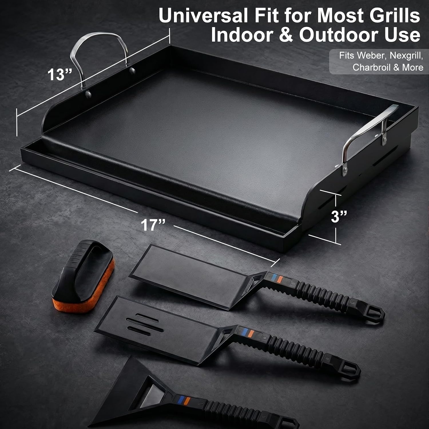 image:imagePreseasoned Cast Iron Griddle for Gas Grill Flat Top Griddle 25 x 16 Inch17 x 131 x 26