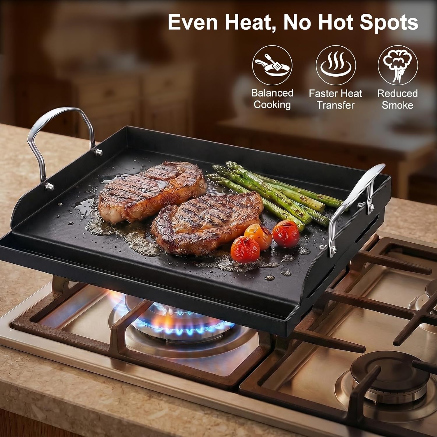 image:imagePreseasoned Cast Iron Griddle for Gas Grill Flat Top Griddle 25 x 16 Inch17 x 131 x 26