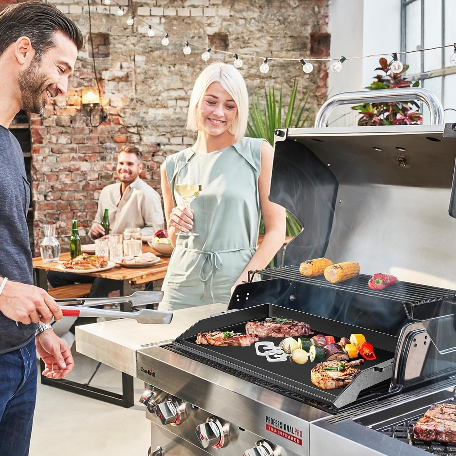 image:imagePreseasoned Cast Iron Griddle for Gas Grill Flat Top Griddle 25 x 16 Inch23 x 16 x 26