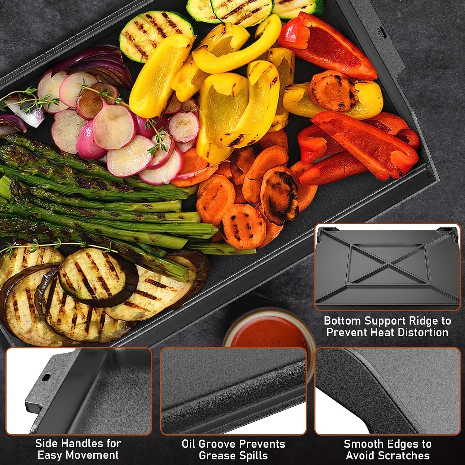 image:imagePreseasoned Cast Iron Griddle for Gas Grill Flat Top Griddle 25 x 16 Inch23 x 16 x 26