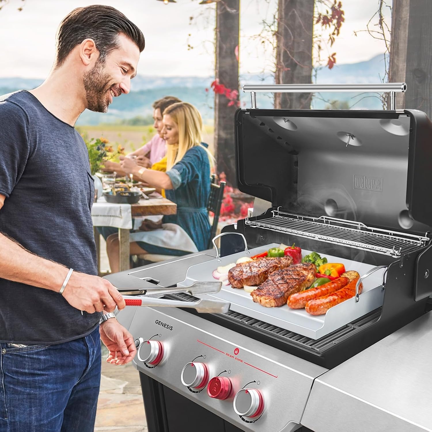 image:imagePreseasoned Cast Iron Griddle for Gas Grill Flat Top Griddle 25 x 16 Inch23 x 16 x 29