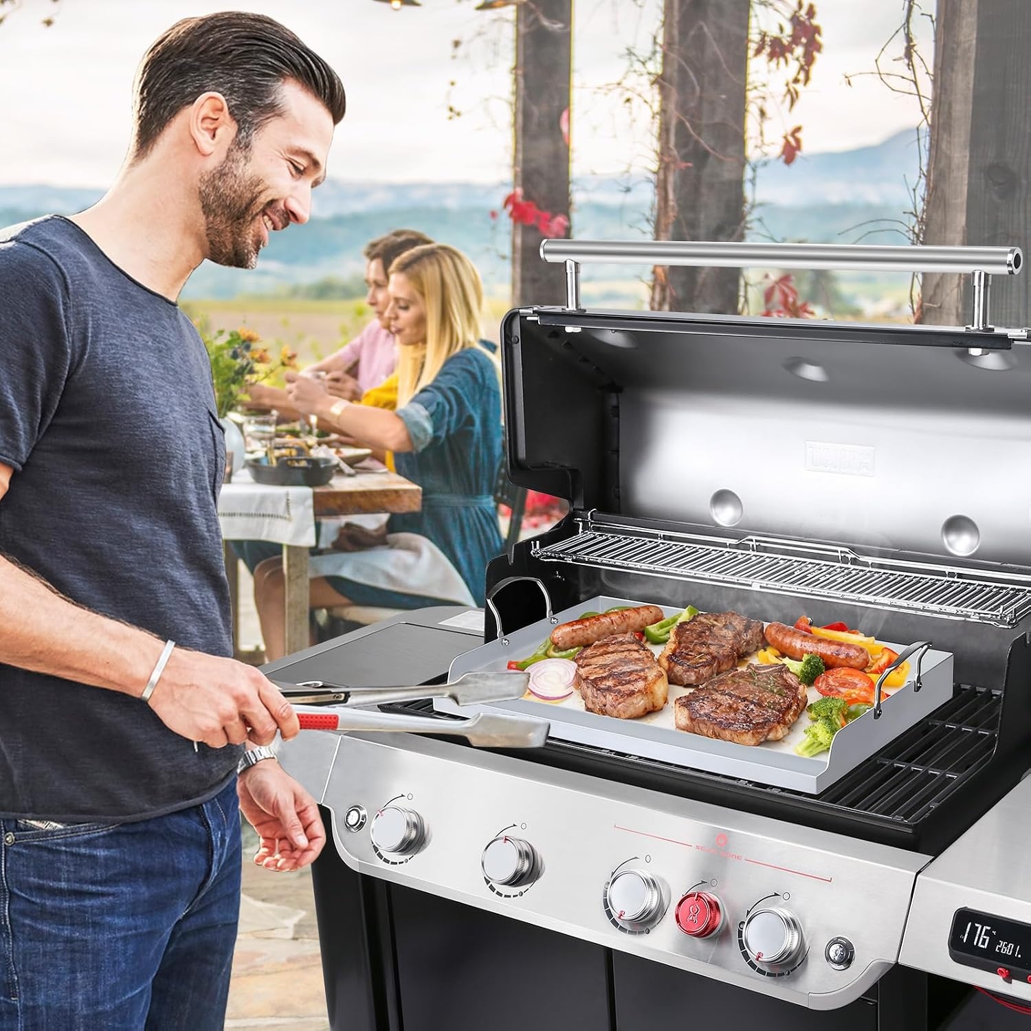image:imagePreseasoned Cast Iron Griddle for Gas Grill Flat Top Griddle 25 x 16 Inch25 x 16 x 29