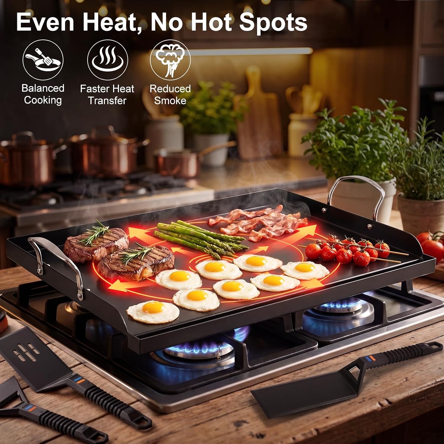 image:imagePreseasoned Cast Iron Griddle for Gas Grill Flat Top Griddle 25 x 16 Inch252 x 162 x 26