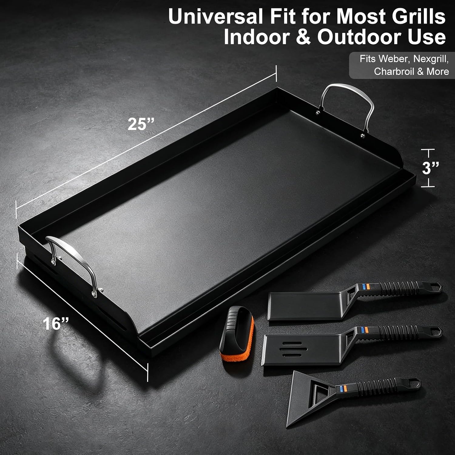 image:imagePreseasoned Cast Iron Griddle for Gas Grill Flat Top Griddle 25 x 16 Inch26 x 161 x 252