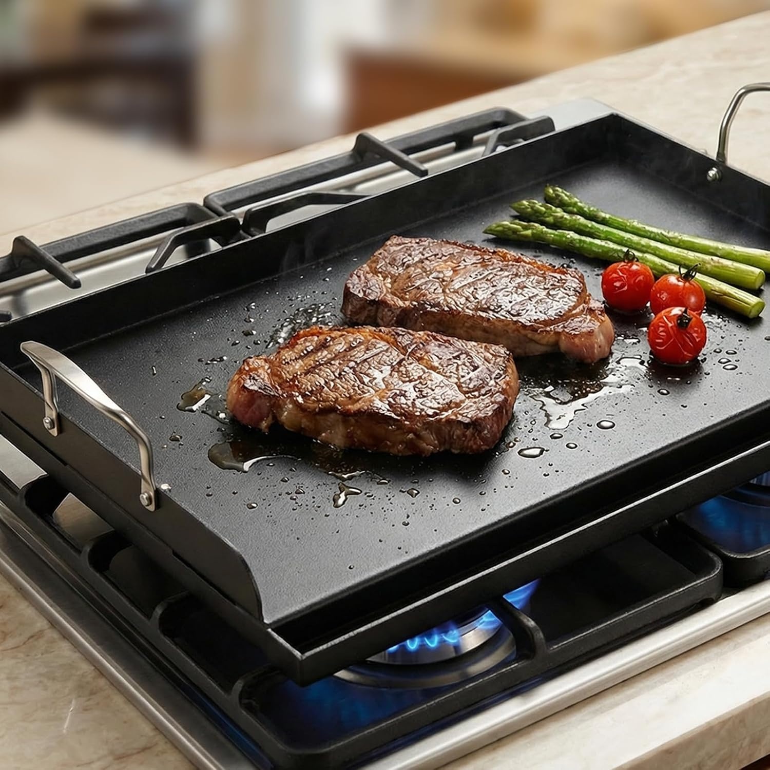 image:imagePreseasoned Cast Iron Griddle for Gas Grill Flat Top Griddle 25 x 16 Inch26 x 161 x 252
