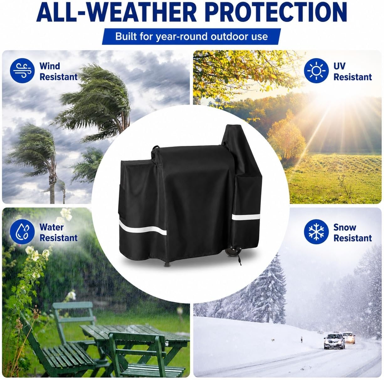 image:imageGrill Cover for Pit Boss Navigator 850 1300 1250 Pellet Smoker Cover Waterproof 600D Outdoor Grill Covers56 L x 27 D x 50 H